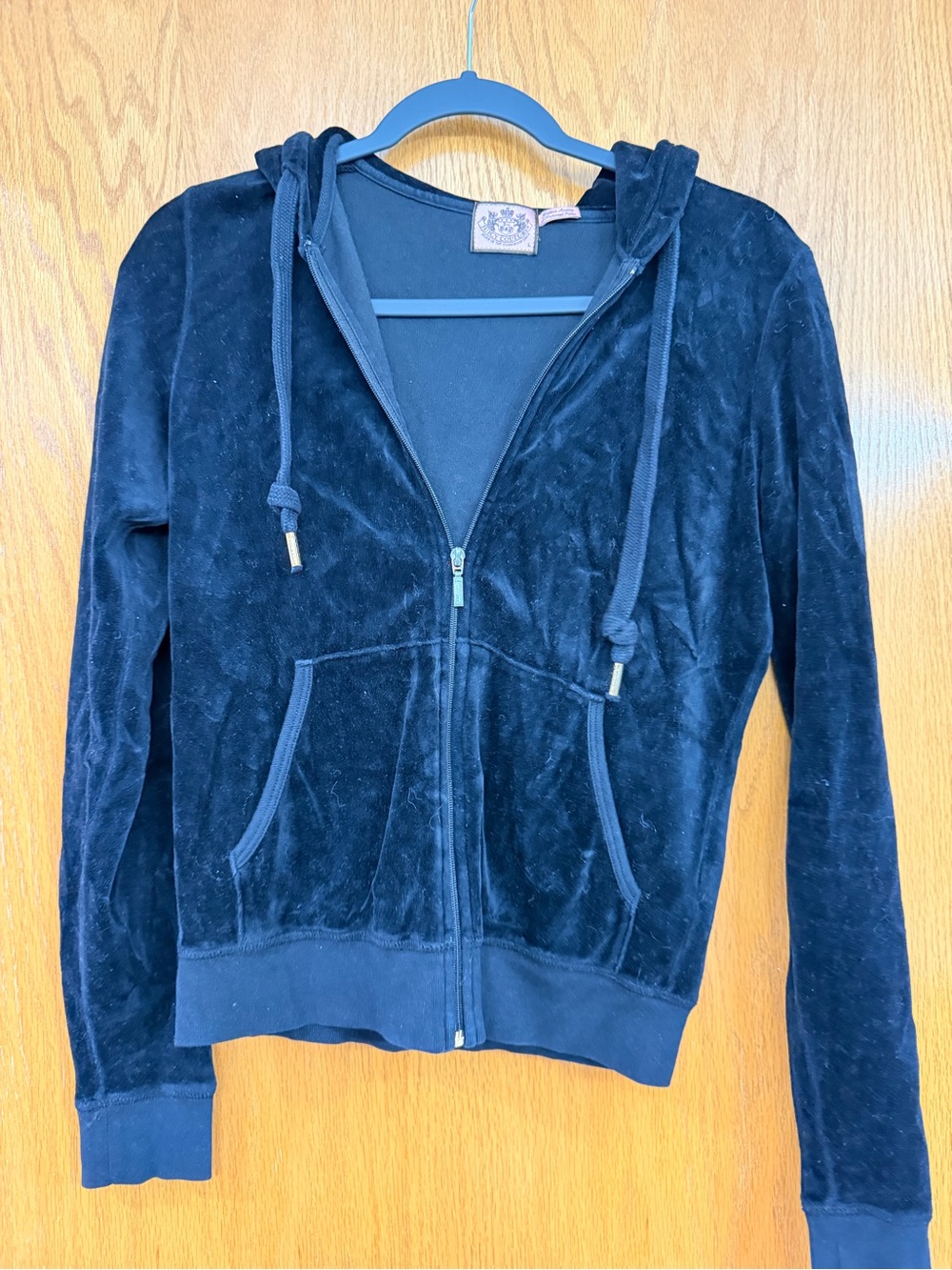 Juicy Couture Black Velour Zip-Up Hoodie Jacket